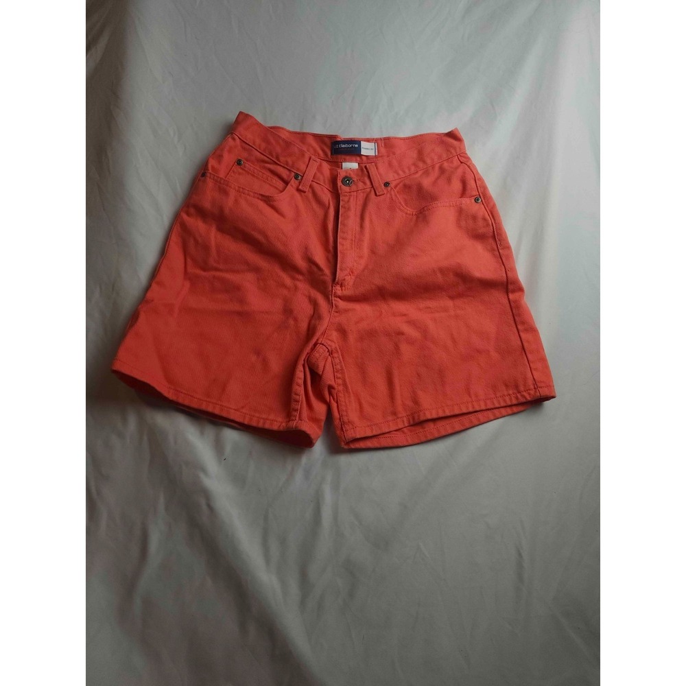 Liz Claiborne Classic Fit Denim Shorts Womens Size 8 Coral Orange Boyfriend
